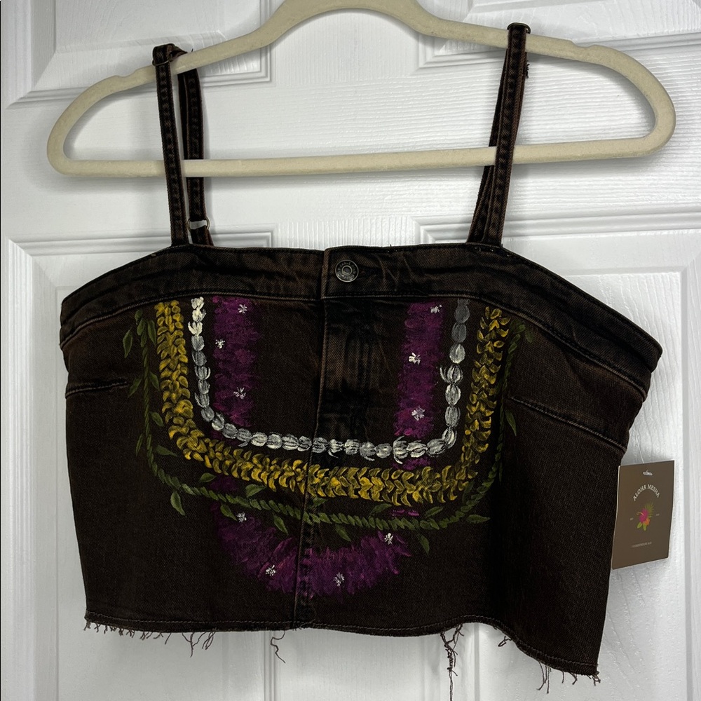 Handpainted Lei Denim Croptop | Made in Hawai’i